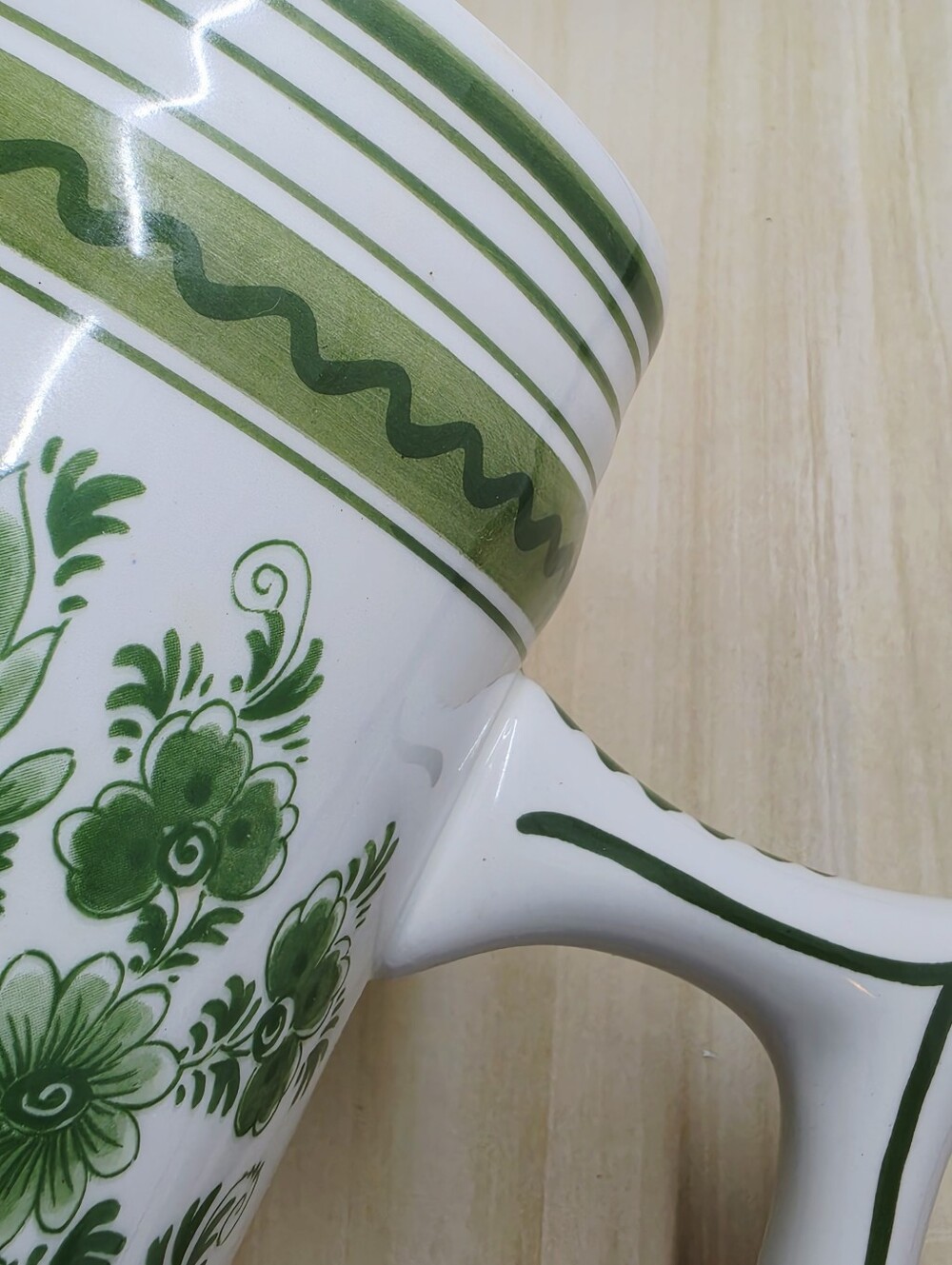 Holland Delft Green Floral Heineken Stein with Handle Vintage Large Stamped - Picture 5 of 15